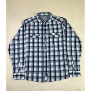Mountain Hardwear Shirt Mens Large Blue Plaid Long Sleeve Button Up Hiking